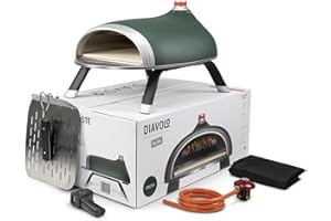 DeliVita Diavolo Gas Fired Outdoor Pizza Oven - Green, Powered by Propane, Butane or Camping Bottles, Includes Accessories - Folding Peel, Carry Case, Temperature Gun & Gas Regulator