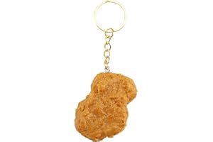 TEDBED Chicken Nugget Simulation Food Keychain Realistic Fried Chicken Keyring, Novelty Funny Gag Joke Fast Food Keyring Key Chain, Funny Key Ring for suitcase, school bag, keys & more