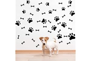 SITAKE 76 Stück Hunde-Dekor-Aufkleber, 40 Hundepfoten-Aufkleber und 36 Hundeknochen-Aufkleber, Hunde-Dekorationen, Wand, Boden, Fenster, Aufkleber für Kinderzimmer, Teenager, Mädchen Jungenzimmer