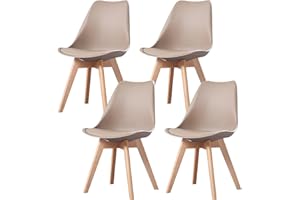 PEZ ROJO Lot de 4 Chaises Scandinaves, Chaises Salle à Manger, Chaise Cuisine, Salon, Chaises Taupe, Design Ergonomique, Pieds Bois de Hêtre Massif