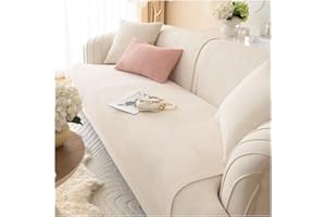 Axroad Mall Sofa Slipcover Corner 1/2/3/4 Seater Cover, Universal Non Slip L Shape Couch Cover Corn Fleece Fabric Furniture Protector Sofa Cover for Living Room (Beige, 70 * 70cm)