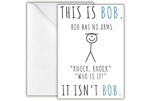 Funny Birthday Cards For Men - This is Bob Illustration, No Arms Knock Knock - Birthday Card for Her