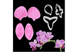 VALINK Pétalo de la Flor Veinier Cortador Silicona Moldes Acero Inoxidable Fondant Juego, Decoración Tartas Herramientas Galletas Horneado Moldes, Fuente Horno Sugarcract Chocolate Pasta Goma - Orquídea