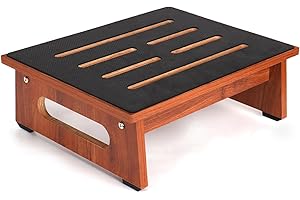 AKOADA A wooden step stool 5.5 in for adults and seniors with non-slip rubber pad, for indoor and outdoor, 450 Ib, portable wooden stand up for bathroom, kitchen, bedside table and more (walnut)