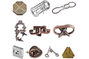 Hsthe Sea 10 sztuk Łamigłówka Metalowe łamigłówki, łamigłówki umysłowe IQ Challenge Puzzle Games, IQ Test Puzzle Zestaw podarunkowy dla dorosłych Nastolatki Mężczyźni Kobiety, Prezent urodzinowy