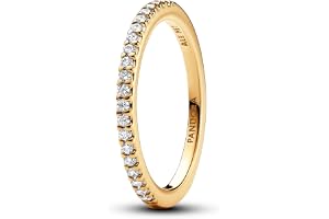 Pandora Timeless 14k guldpläterad evighetsring med glittrande rad och klar kubisk zirkonia