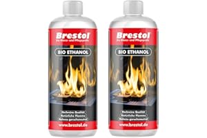 ‎BRESTOL BRESTOL® Bioethanol für Kamine & Tischkamine 2X 1000ml – Nachhaltig & geruchsfrei, höchste Reinheit mit 99% Ethanolgehalt – Umweltfreundliches Tischkaminbrennstoff, Brennstoff für Innen- & Außen