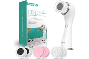 VOYOR Cepillo Limpiador Facial para Limpieza Profunda y Exfoliación Limpiador Facial Electrico con Tres Cabezales de Recambio Diferentes Cepillo Facial Impermeable Tres Velocidades Ajustables FB101