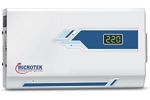 MICROTEK Pearl EM4130+ Digital Display WALL Mounted Automatic Voltage Digital Display STABILIZER for AIRCONDITION Conditioner (AC) UP to 1.5 TON Working Voltage 130V-300V with 3 Year Warranty (White)