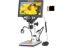Koolertron 7'' Digital USB Microscope, Digital Microscope with 32g Tf Card, 1200x Magnification,12 Million Pixels 1080p Handheld Camera Video Recorder,Pc Viewing,Rechargeable Battery,Auxiliary Light