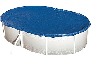 POWERHAUS24 Lona de Verano Extra para Piscinas ovaladas y octavas, máx. 550 x 360 cm, con cordón y trinquete