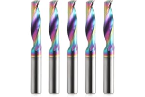 TRVOXVIQ Fresa CNC con una ranura para aluminio, vástago de 6 mm, fresadora en espiral VHM con revestimiento DLC, fresa de extremo de 6 mm de diámetro de corte, fresa de extremo de metal duro, 5 unidades