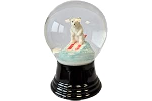 VIENNA SNOWGLOBE Schneekugel Echtglaskugel - Fast wie echter Schnee Motiv: Eisbär auf Ski, 8 cm