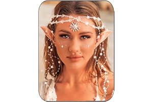 Fashband Boho-Kopfkette mit Feen-Elfenohren, Perlen, Quaste, Haarschmuck, Schmuck, Halloween, Festival, Haarschmuck für Damen, Nicht-Edelmetall