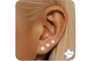 Diorra Gold/Silver Earrings Set for Women,Dainty Small Sterling Silver Earring Stacks Hypoallergenic Jewelry for Multiple Piercings Stud Hoop Cartilage Tragus Piercing Jewellery