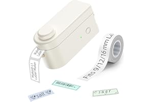 ‎MAKEID Makeid L1 HD Etikettendrucker, Etikettiergerät Selbstklebend Beschriftungsgerät Bluetooth Tragbarer Labeldrucker Mini Label Printer für Zuhause & Büro, Druckgröße 9-16 mm (Weiß 300DPI)