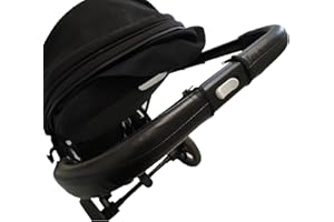 MICROMALL Baby Stroller Leather Armrest Handle Cover Compatible with Cybex balios s Lux Fashion Stroller, Bumper Sleeve Case Bar Protective Covers (Black)