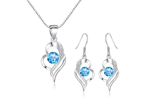 Kamise Ensemble de Parure Femme en Argent fin 925 avec Zircone Cubique, Boucles d'oreilles Collier en Forme de Coeur Hypoallergénique, Mariage Anniversaire la Fête des Mères Cadeau pour Femme Fille