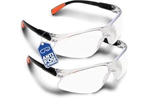 O³ Safety Glasses for Work 2 Units - Protective Glasses for DYI, Gardening, Laboratory, Cycling – Antifog Material, Clear Lense, Lightweight
