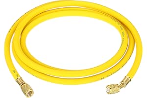 PATIKIL 1/4 SAE refroidisseur Charge Tuyau, 8ft 500 PSI 2500 PSI Collecteur Jauge Tuyau avec Ca Adaptateurs pour Air Climatiseur HVAC Réfrigération, Jaune
