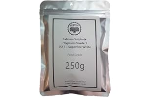Gypsum Powder Food Grade - 250g - (Calcium Sulphate) for Homebrewing - Mushroom Growth - Hugsters (250)