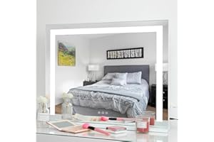 2-FNS Hollywood Vanity Makeup Mirror with Lights, LED Light Strip for Dressing Room Bedroom, USB Charging Port, Wall-Mounted and Tabletop Mirror with 3 Lighting Colors