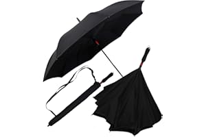 iX-brella Parapluie inversé pour ouvrir automatiquement retourné, noir/noir, 106 cm