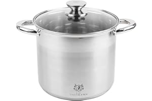 KARL HAUSMANN Kochtopf Induktion, 26 cm, 11.1l, Edelstahl, Topf mit GlasDeckel, für alle Herdarten geeignet, Griff nicht heiß, Topf als Suppentopf Nudeltopf Spaghettitopf