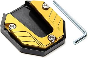 Gereiny Aluminum Alloy Motorcycle Bike Kickstand Extender Foot Side Stand Extension Foot Pad Support Plate Motorbike Accessories Gold