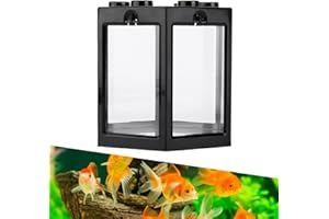 HEEPDD Mini Portable Aquarium Fish Tank, Clear Plastic Betta Fish Starter Kit, 1.5L Capacity, for Home Office Indoor Decor