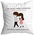 ASHVAH I am Sorry, I Make Mistake but I Love U So Much and Don't Wanna Loose You Cushion/Pillow Cover with Filler Gift for Husband, Boyfriend, Girlfriend, Wife, Valentines Day Gift