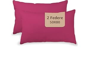 SONIT HOME DECOR SONIT - Federe Cuscini Letto Matrimoniale 100% in Cotone - Federe Cuscino Letto 2 Pezzi 50x80cm - Copri Cuscini con Chiusura A Busta Made in Italy - Magenta