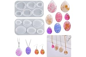 HyzaPhix 2pcs Moule Bijoux Resine Epoxy, Moulle Silicone Boucles d'oreilles, Moulage De Collier, Earring Resin Mold Outils De Fabrication De Bijoux Pendentif (2PCS)