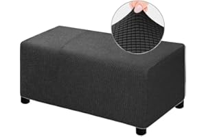 ACDLER Rectangular Funda Otomana Terciopelo Elastico Funda De Puff Sofa Funda Reposapies, Funda para Taburete Protector De Puff Retirable Lavable, para Sala (Color : A4, Size : 50-76cm)