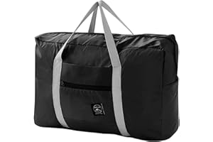 TIBAPLA Bolsa de Equipaje de Mano para Avión 46x30.5x16cm Bolsa de Viaje Plegable Maleta de Equipaje Bolsa de Entrenamiento Impermeable Bolsa de Fin de Semana para Viajes Gimnasio Viaje de Negocios (Negro)