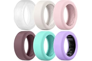 ZOOROO 6 Pack Cover Compatible with RingConn Gen 2/Gen 2 Air/Gen 1 Protector/Samsung Galaxy Ring, Anti-Slip Texture, Anti-Scratch Elastic Silicone Protector Case Accessories for Men Women Working Out Gym