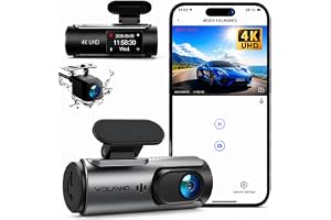 4K/2.5K Dash Cam Fram och Bak, WOLFANG Dashcam WiFi, Night Vision, WDR, 24H Parkeringsläge, 170° vidvinkel, G-Sensor, Rörelsedetektering, Loop-inspelning