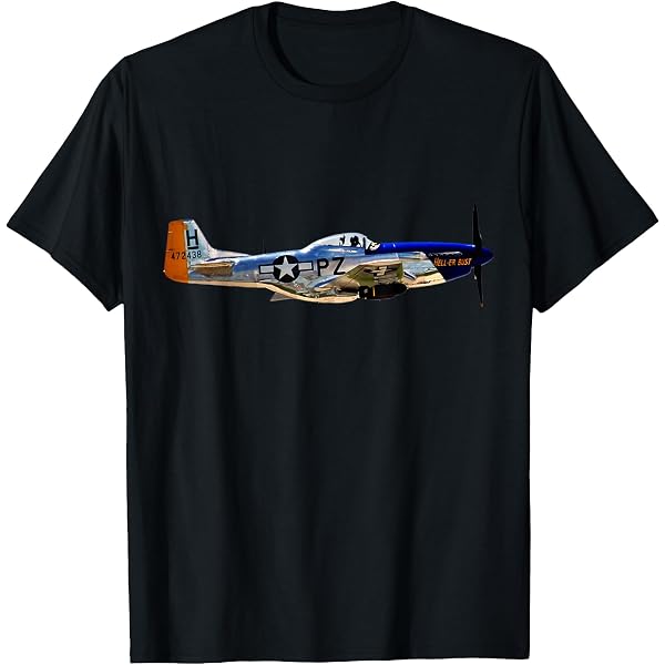 P-51 Mustang WWII Avion De Chasse Américain - T-Shirt Hommage Aéronautique Militaire