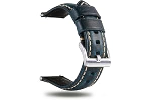 Berfine Quick Release Rindsleder Uhrenarmband, Vintage Retro Pull-Up Leder Uhrenband mit Schnalle aus Edelstahl, Ersatzarmband für Damen Herren Uhr und Smartwatch Bandbreite 18mm 20mm 22mm 24mm 26mm