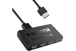 NICEBEST Splitter HDMI 1 in 4 Out, 4K@60hz Sdoppiatore HDMI, Multipresa, Supporto 4K 3D HDR Compatibile con TV Box Stick PS3/4/5, Blu Ray, HDTV