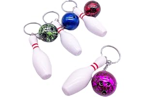 MARURY Porte-clés en Forme de Boule de Bowling 4 Pièces Cadeau Porte Clés Quilles Porte-Clés Mini-boule de Bowling Métal Porte-clés Forme de Bowling Mini Porte-clés pour Sac à Main-pour Cadeau de Fête