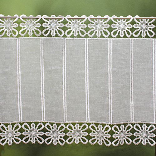 blickdiche Scheibengardine Blume HX B ca. 42x 80 cm in creme - 2