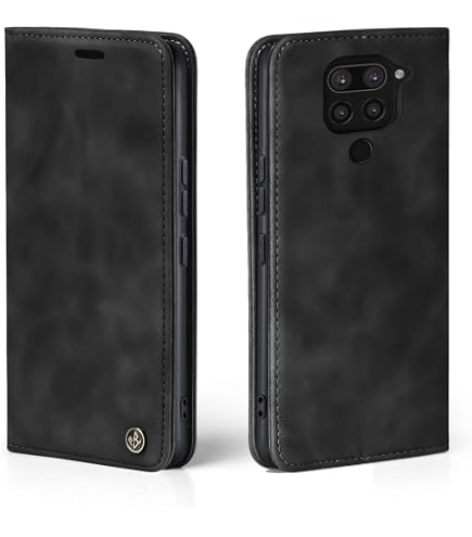 Simpeak Leder-Flipcase Für Redmi Note 9 (6,53 Zoll) – Mit Kartenschlitzen, Standfunktion & Magnetverschluss, Schwarz