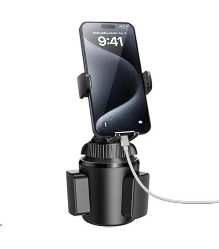 Supporto Universale Per Telefono In Auto Da Portabicchiere - Ruota 360° - Collo Flessibile 8,4 Cm - Nero - Per IPhone E Smartphone - 4
