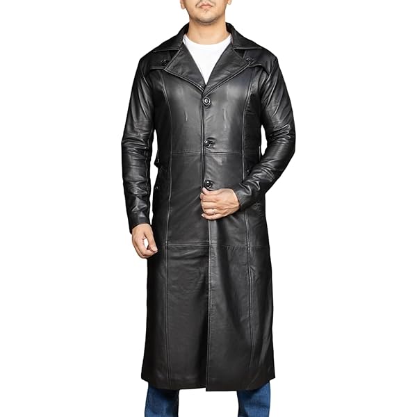 Buy Jacket Collection Original Leather, Trench Coat, Black Long