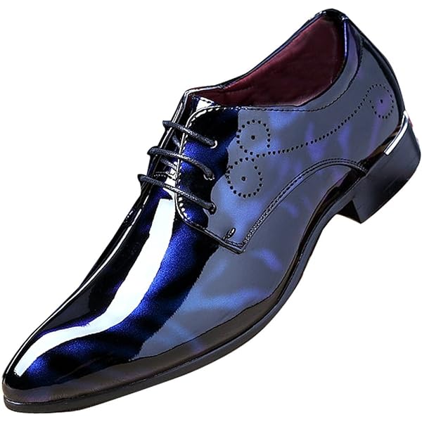 wealsex Derby lederen lak stadsschoenen met veters voor heren, puntige teen, zakelijke schoen, kantoor, kostuum, bruiloft, grote maat 45 46 47 48