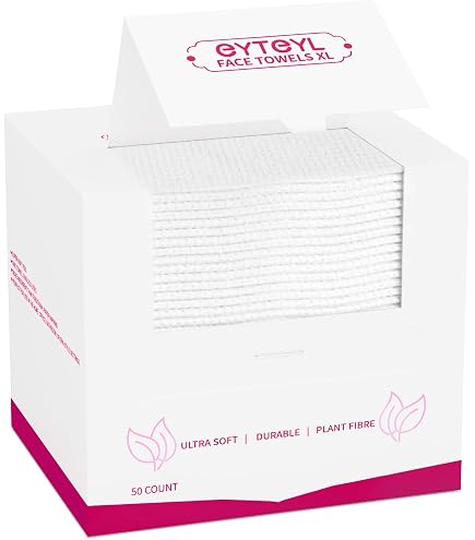 Serviettes Coton Bio Visage 50 Pièces – 30x25 Cm, Jetables, Stériles, Biodégradables, Ultra Douces Anti-Acné