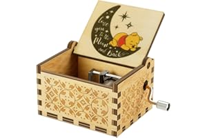 Yesnote Pooh Music Box Gift for Daughter, Love you to the Moon and Back Gift for Daughter Son Mom Dad Birthday Valentine Day Anniversary Wooden Music Box Play You Are My Sunshine