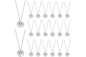 HAYAGIVE 15 Pcs Disco Ball Necklaces 1.57 Inch Silver Mini Disco Ball 70s Disco Party Necklaces Disco Party Decorations for Stage Props Halloween Favors Party Club Costume Accessories