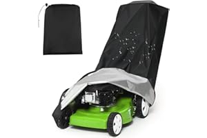 OXRXRO Copertura per Tosaerba, 210D Poliestere Copri Tagliaerba per Esterno con Cordino e Borsa Portaoggetti, Coperture per Tagliaerba Copertura da Giardino, Nero (195 x 66 x 112cm)